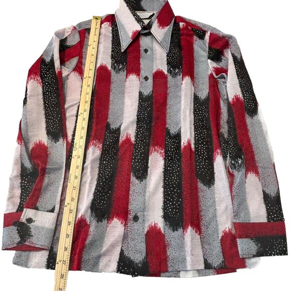 Vtg 70s Polyester Men’s Dress Shirt Long Sleeve Button Front Size M - Picture 6 of 7